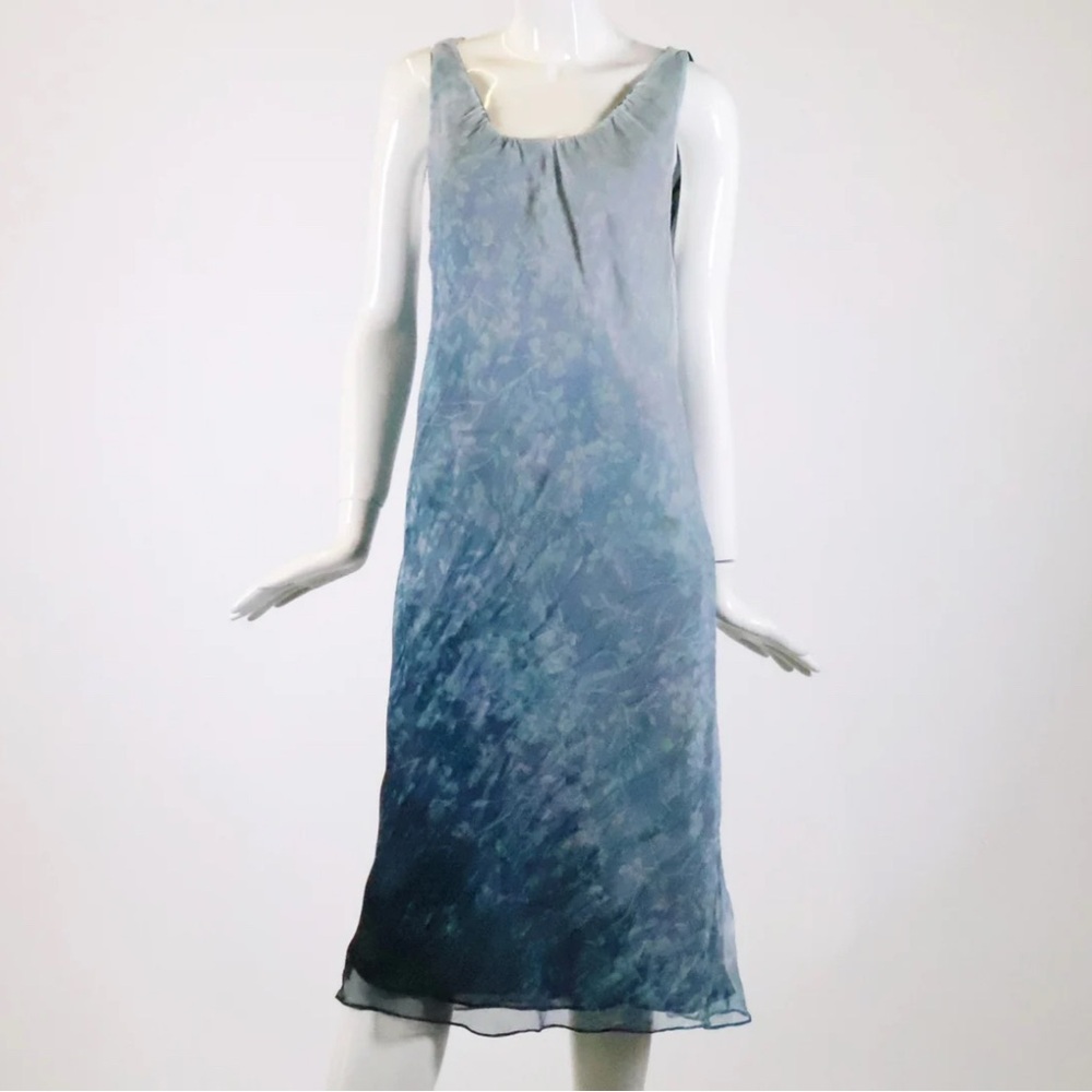 NWT Giorgio Armani Blue Sleeveless Silk Dress
